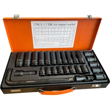 KraftRoyal Комплект ударни вложки kraftroyal, 27 броя, 1/2, 8 - 24 мм - Дълбоки и къси