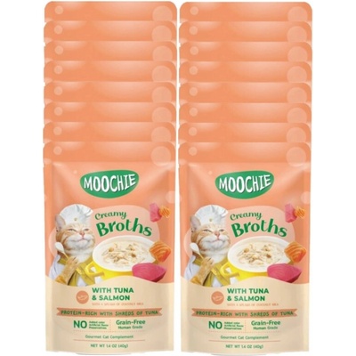MOOCHIE Krémové vývary s tuniakom a lososom bez obilnín 16x40 g