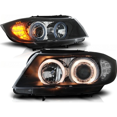 Tuning Tec Přední světla BMW E90/E91 03.05-08.08 ANGEL EYES ČERNÉ LED BLINKR