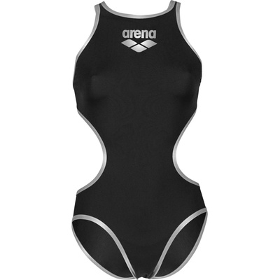 arena Дамски бански костюм Arena Women's Big Logo One Piece Swimsuit - Black / Silver R - размер 34 (EU) (150-5848-0113)