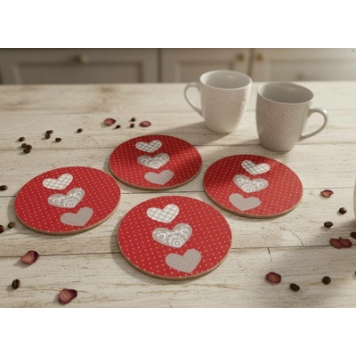 Essex 4 ks korkových podtácků Amour červená 10cm