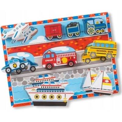 Melissa & Doug Dřevěné puzzle Chunky vozidla skládačka 9 dílků 2+