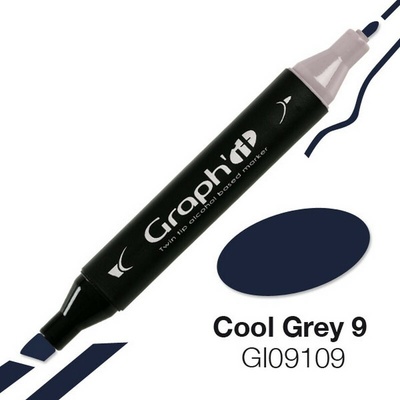 Lihová fixa GRAPH'IT oboustranná Fine & Chisel, Cool Grey 9