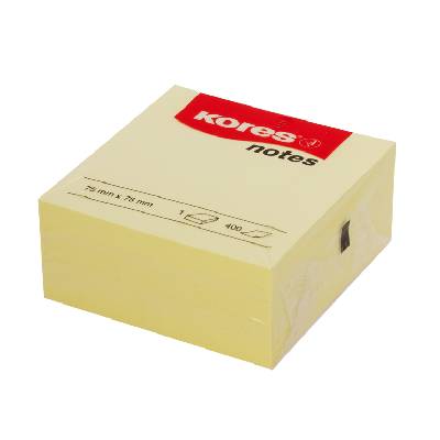 Samolepící bloček Kores Cubo 75x75mm 400 listů žlutý