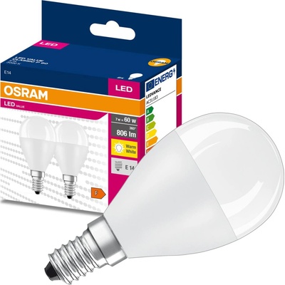 Osram 2PAK LED žiarovka E14 P45 7W 60W 806lm 3000K Warm 200° VALUE