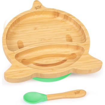 Image 1 of Klarstein Детски комплект за хранене, с бамбукова чиния и лъжица, 250 мл. , включително вакуум залепване, 18 х 18 см. (BW-10243-007) (BW-10243-007)