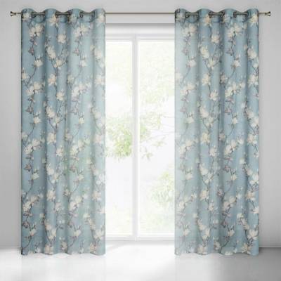 Eurofirany Závěs 140 x 250 cm modro-krémový na kovové kroužky LUNA