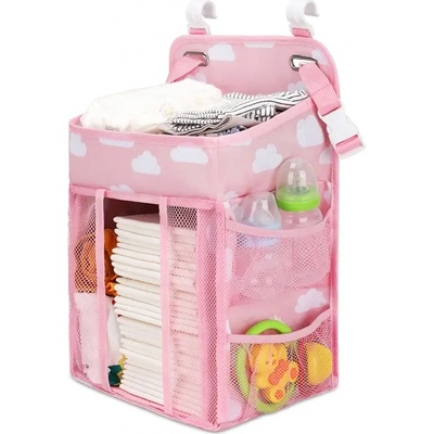 Baby´s Friends AG736C závesný organizér na detskú postieľku Obláčiky 43x28x20 cm ružová