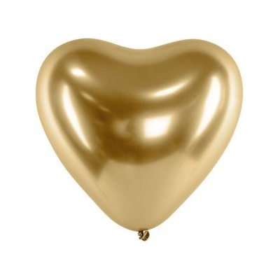 Party Deco CHB2 019 10 Chromované balóny Glossy Hearts 27cm Zlatá