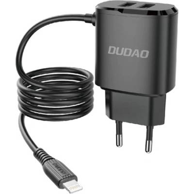 Dudao A67EU мрежово зарядно устройство с 2 USB порта, 12 W + кабел с фиксиран Lightning конектор, ЧЕРЕН GP-190500 (GP-190500)