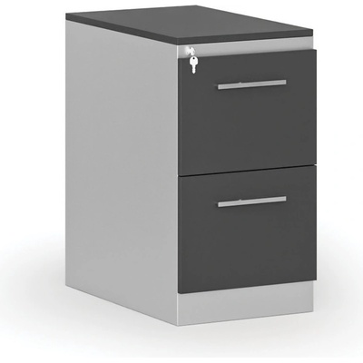 Primo Kovová zásuvková kartotéka s dřevěnými čely A4 2 zásuvky šedá/grafit – Zboží Mobilmania