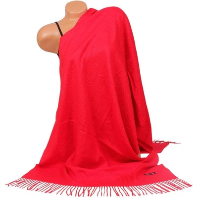 Кашмирен шал в червен цвят с рози