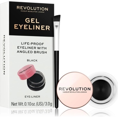 Revolution Gel Eyeliner Pot gélové očné linky so štetčekom Black 3 g
