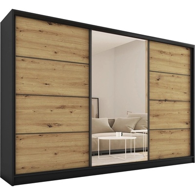 NEJBY HARAZIA 280 so zrkadlom čierny mat/dub artisan