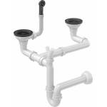Quadron Сифон Quadron Unique с въглеродно-саждов сифон с капак за двукоритни гранитни мивки (M2SSG3) Мивка за вграждане