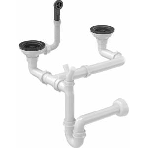 Quadron Сифон Quadron Unique с въглеродно-саждов сифон с капак за двукоритни гранитни мивки (M2SSG3) Мивка за вграждане