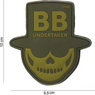 Gumová nášivka 101 Inc nápis BB Undertaker - coyote