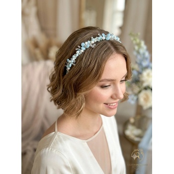 Radi handmade Диадема с перлени сини цветя (997)