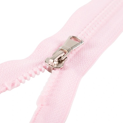 Takoy Zip Sarah kostěný dělitelný 5mm - baby pink se stříbrným jezdcem 65 cm