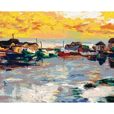 zuty Malování Podle Čísel Rybářská Vesnička 80 x 100 Cm Plátno