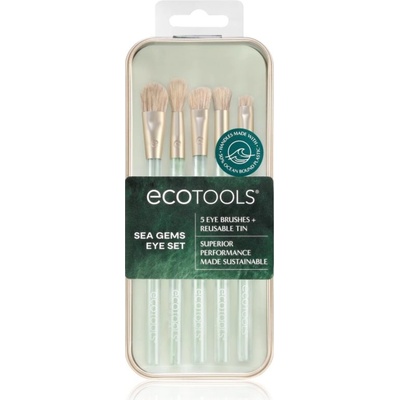 EcoTools Sea Gems ET Blending Brush štětec na rozmazávání očních stínů 1 ks + ET All-Over Eye Brush plochý štětec na oční stíny 1 ks + ET Smudge Brush malý štětec na oční stíny 1 ks + ET Tapered Eye B