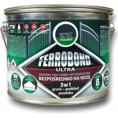 Barva antikorozní barva Ferrobond 2,5 l Antracit polomatná