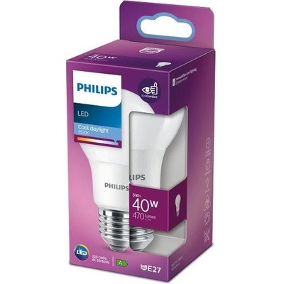 Philips LED žiarovka 1x5W E27 470lm 6500K studené denné svetlo, matná biela, EyeComfort