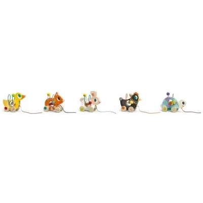 Janod - Спирала с мъниста за дърпане - Животни - Различни видове (J08252)