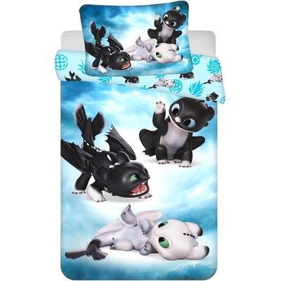 Jerry Fabrics Синьо памучно детско спално бельо 100x135 cm How to Train Your Dragon "Babies" - Jerry Fabrics (21BS057)