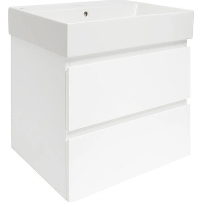 Koupelnová skříňka s keramickým umyvadlem SAT B-Way 59x50x45 cm bílý lesk BWAY260WU2BI