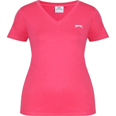 Slazenger Дамска тениска Slazenger Ladies V Neck Tee Shirt - Brt Pink