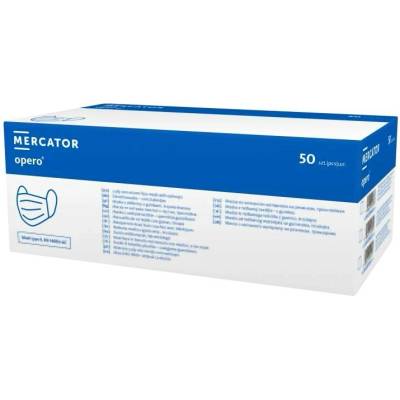Mercator Medical Chirurgická ústenka z netkané textilie s gumičkami třívrstvá bílá 50 ks