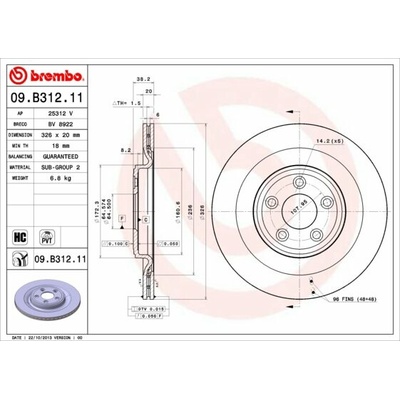 BREMBO brzdový kotúč 09.B312.11, súprava 2 ks