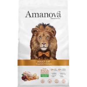 Amanova adult cat exquisite chicken - пълноценна храна за пораснали котки от всички породи, с Пиле и пащърнак - 1, 5 кг, Испания - 33115