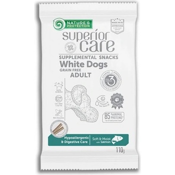 AKVATERA Nature's Protection DOG - Superior Care White Dogs Hypoallergenic & Digestive, лакомство за кучета със сьомга - хипоалергенно, за добро храносмилане, за бели кучета 110 гр, Литва - 125102