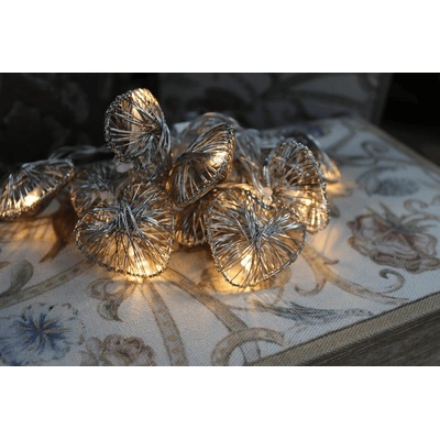 Home decoration Vianočná reťaz 160cm HEARTS Strieborná teplá biela