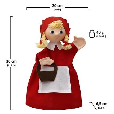 MÚ Brno maňásek Karkulka s copy bez puntiků 30 cm