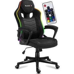 Huzaro Геймърски стол Huzaro Force 2.5 RGB Carbon MESH, до 130kg, еко кожа, полипропиленова основа, RGB LED подсветка, черен (Force 2.5 RGB Mesh)