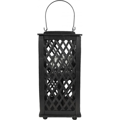 Černá dřevěná závěsná lucerna Bamboo – 19x19x40 cm