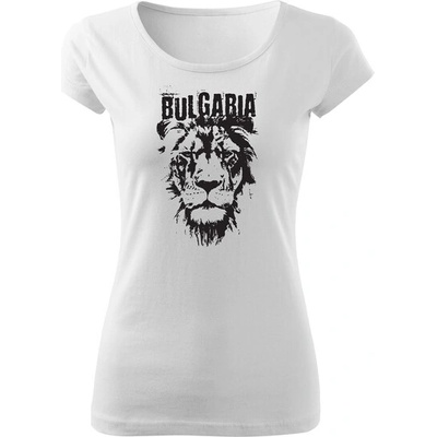 DRAGOWA дамска тениска с къс ръкав български лъв, бяла (36656)