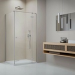 Radaway Правоъгълна душ кабина с люлееща се врата Radaway Essenza KDJ 80x75 см, матово никелово-прозрачно покритие, дясна (1385043-91-01R+1384049-01-01)
