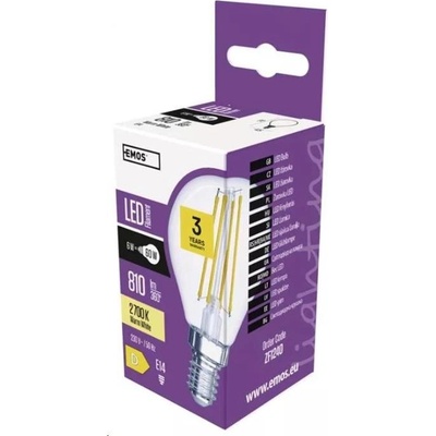 Emos LED žárovka Filament Mini Globe 6W E14 teplá bílá