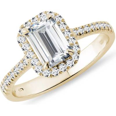 Klenota Zásnubní prsten s emerald diamantem ve zlatě k0859013