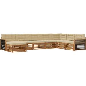 vidaXL Комплект дивани за открито 8 бр. Натурален и Бежов (3383716)