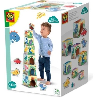 SES Creative veža z kociek s dino figúrkami