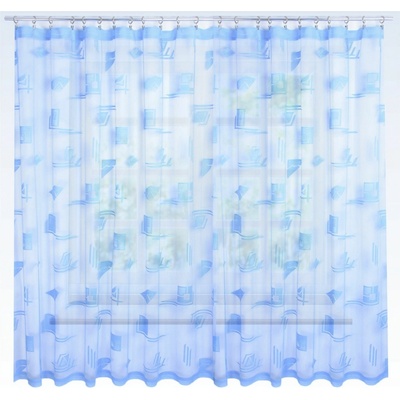 Záclona žakárová, Geometria metráž, modrá 160 cm