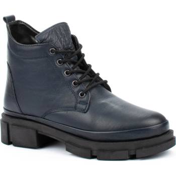 Image 1 of Сини дамски боти от естествена кожа с топъл хастар