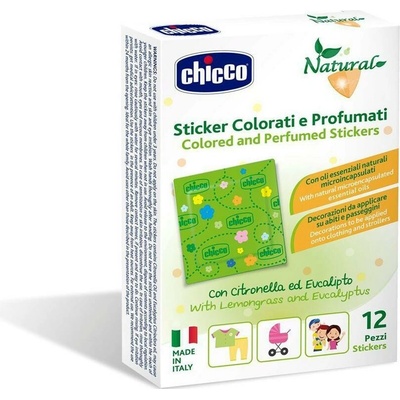 CHICCO Nálepky farebné parfumované proti hmyzu s prírodnou ochranou 12 ks Natural 08551.00