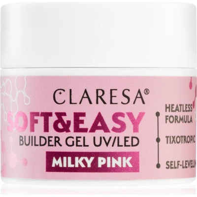 Claresa Soft&Easy Builder Gel основно гел покритие за нокти цвят Milky Pink 12 гр