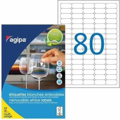 Etikety univerzálne odnímateľné 35,6x16,9mm Agipa A4 25 hárkov